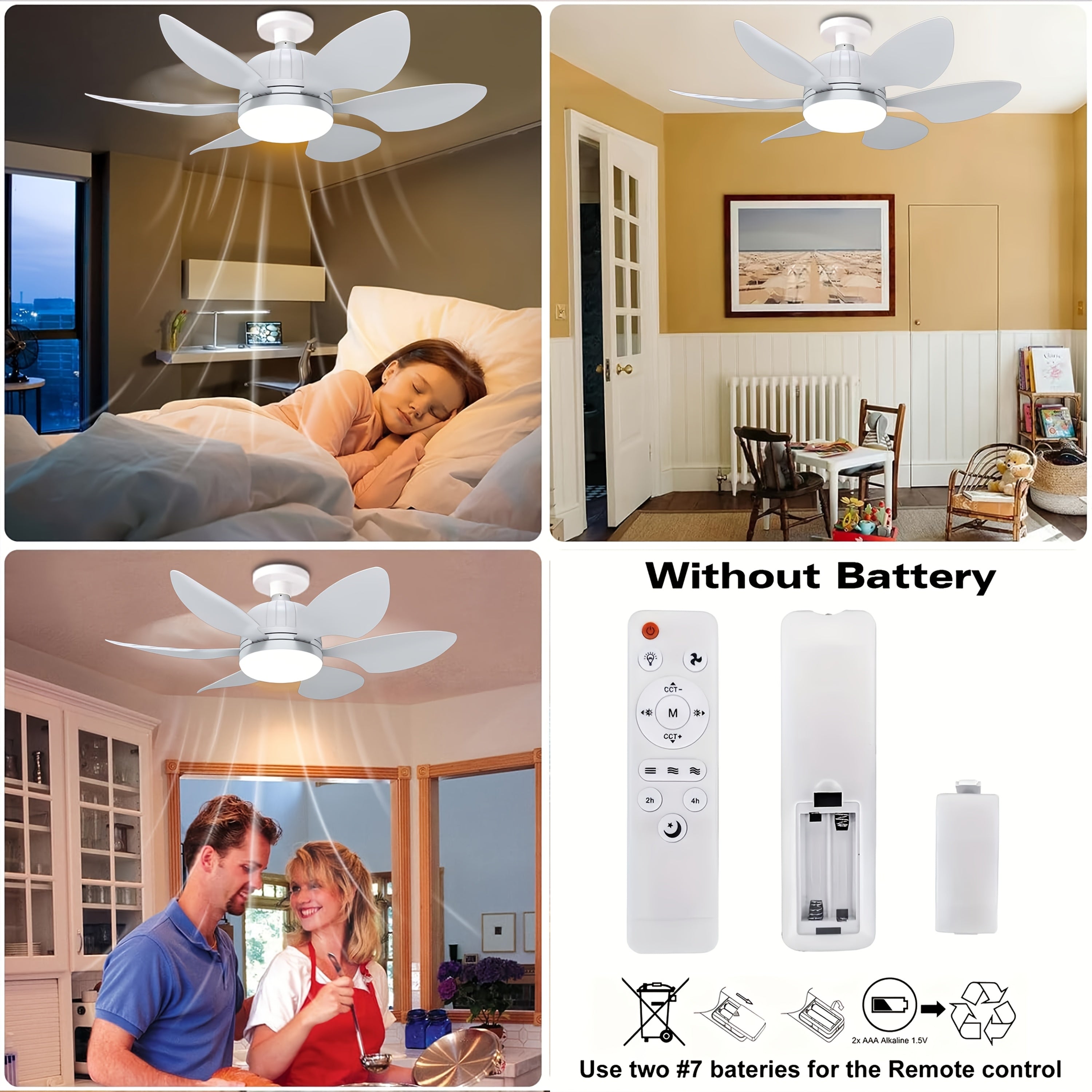 40W White Ceiling Fan Light with Remote Control 51.99cm E26/E27 Dimmable 3-Speed with Memory