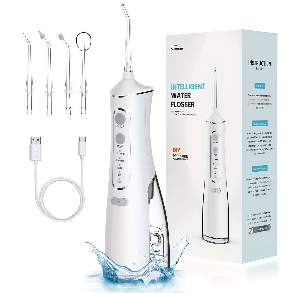 Cordless Water Flosser with 4 Modes USB Rechargeable 1500mAh Travel-Friendly