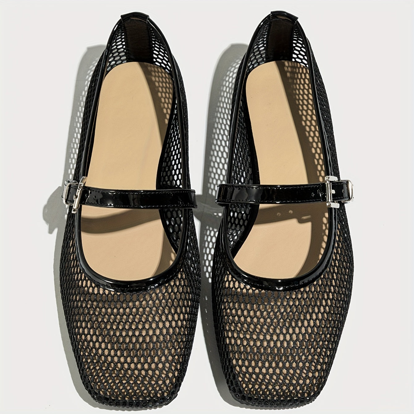 Women's Breathable Fabric Mary Jane Flat Shoes with Ankle Strap in Multiple Colors