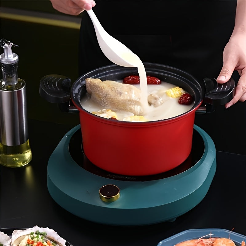 Olla a presión de acero inoxidable 24cm con tapa antiadherente, asas dobles y compatible con inducción