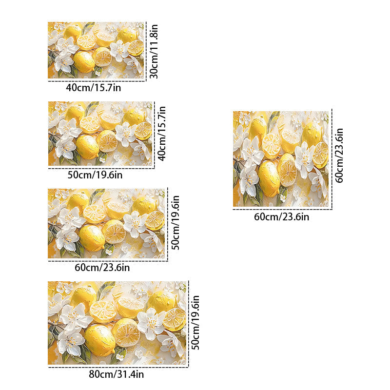 Absorbent Lemon Floral Drying Mat Non-Slip Polyester Kitchen Sink Pad