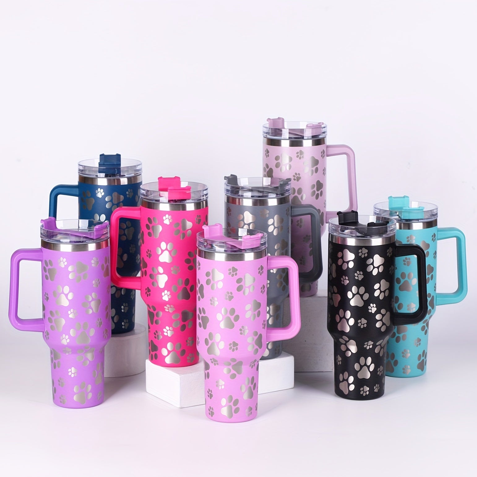 Taza de viaje de acero inoxidable aislado de 40 oz con doble pared y vacío, con tapa y asa para coche y uso diario