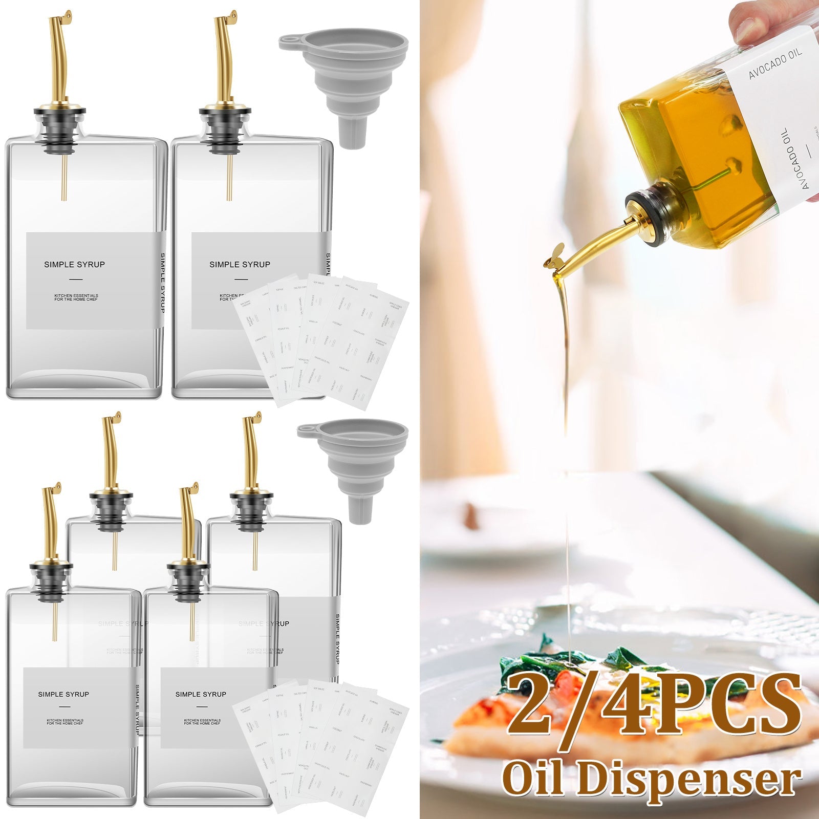 Прямоугольный стеклянный дозатор для масла объемом 500 мл, прозрачный, герметичный для сои, уксуса