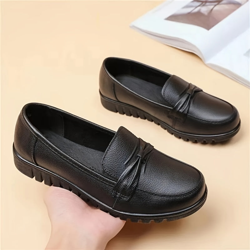 Ladies' Casual Loafers, Soft Comfortable Round Toe, Solid Color Low-Top