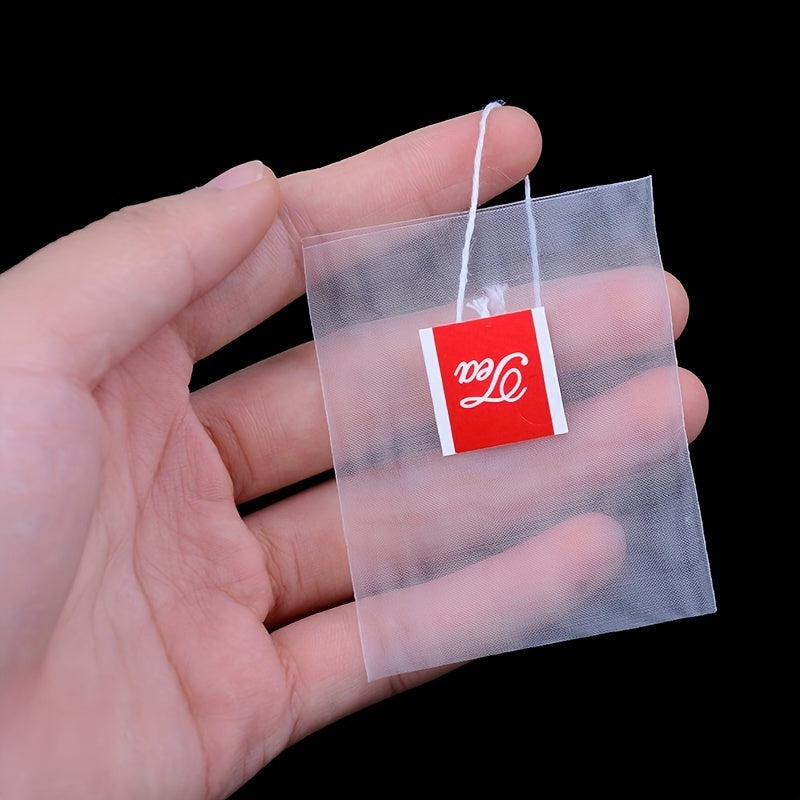 100 Pieces Disposable Nylon Mesh Tea Bags Triangular Drawstring Filter Bags