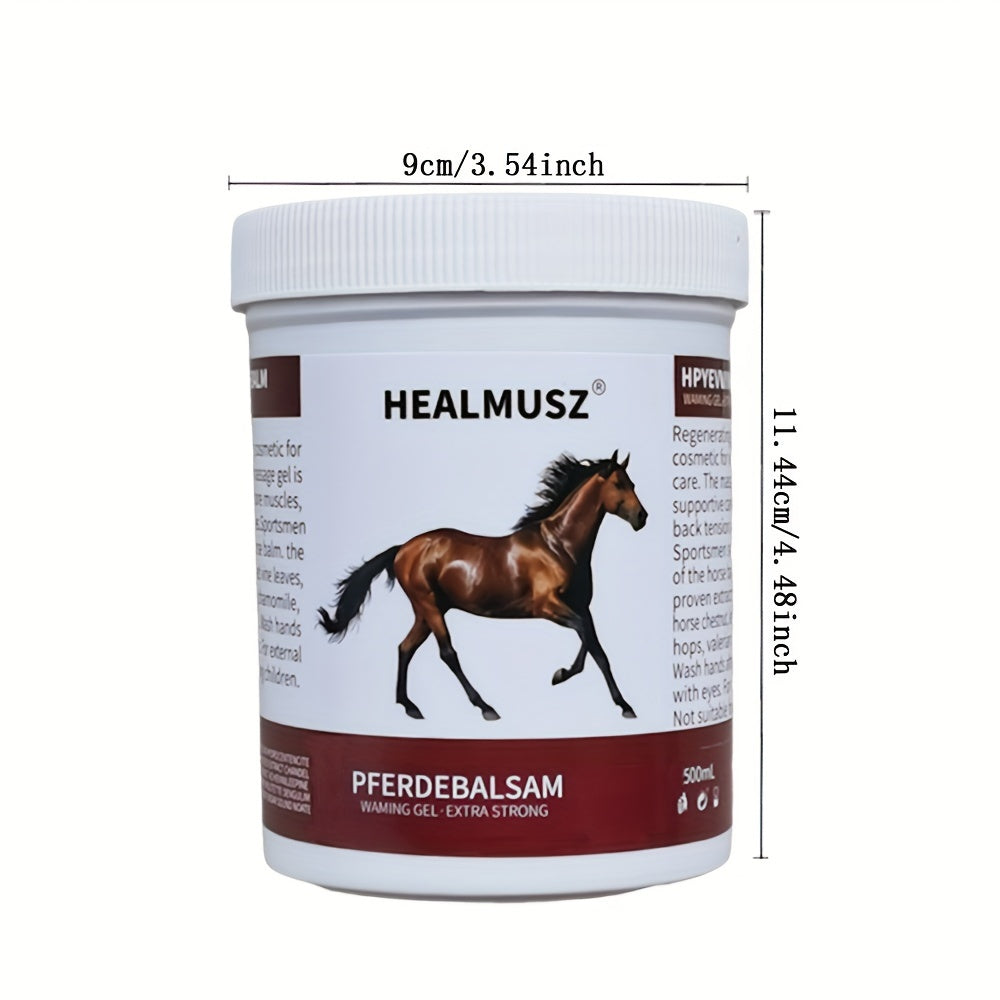 Гель для лошадей Бальзам Экстра Сильный, 16.9oz (500мл), Каштановый Разогревающий Массажный Крем с Растительными Экстрактами для Тела и Спины, Успокаивающий Уход за Кожей.