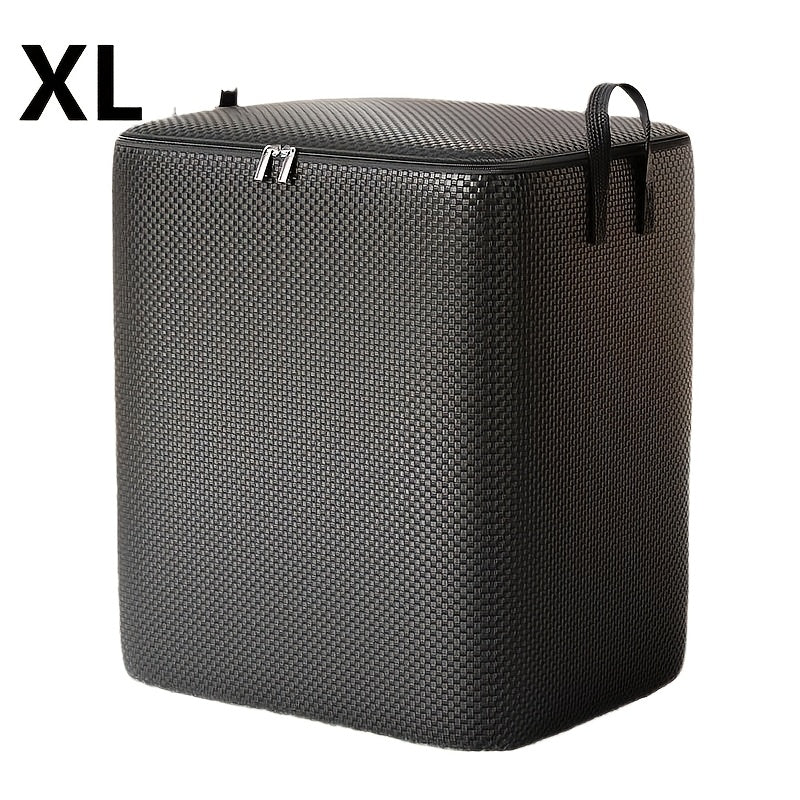Black Extra Large Canvas Storage Box with Lid Waterproof Dustproof Moisture-Proof for Clothing Quilts Household Moving
