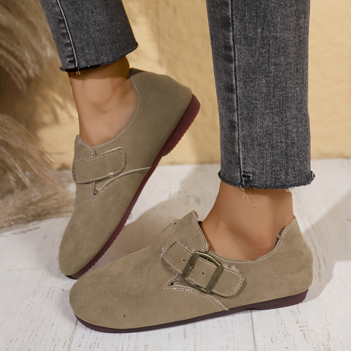 Women's Warm Flat Cozy Shoes in Soft Material
