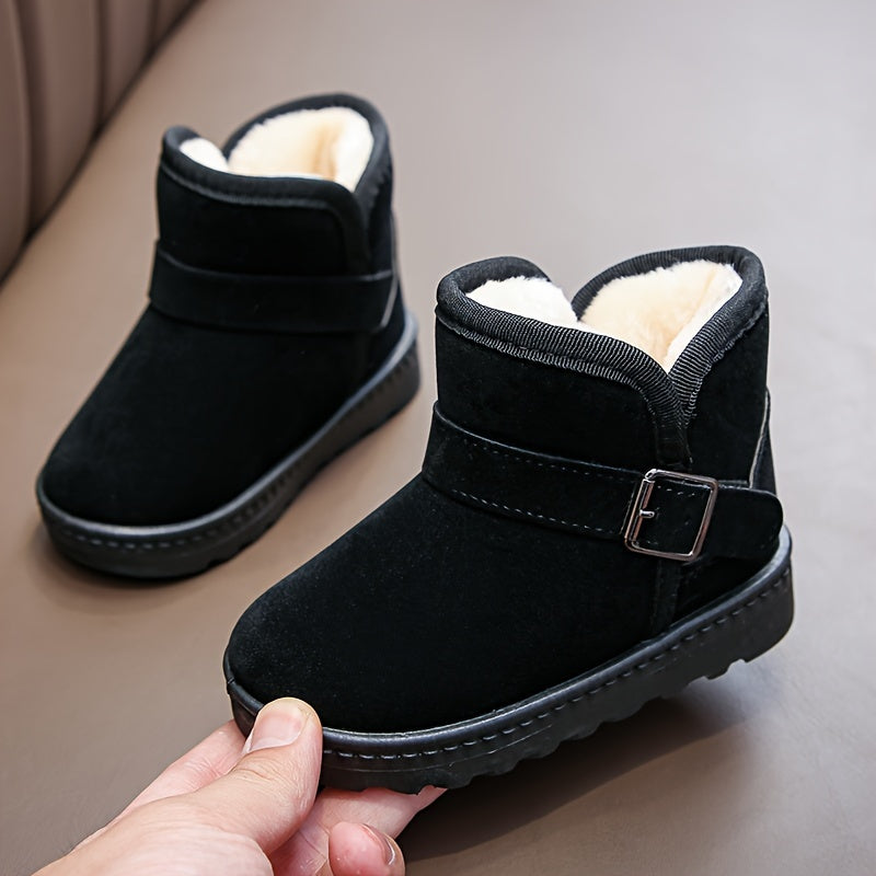 Winter Boots for Boys and Girls Thickened Fabric Snow Boots with Rubber Sole
