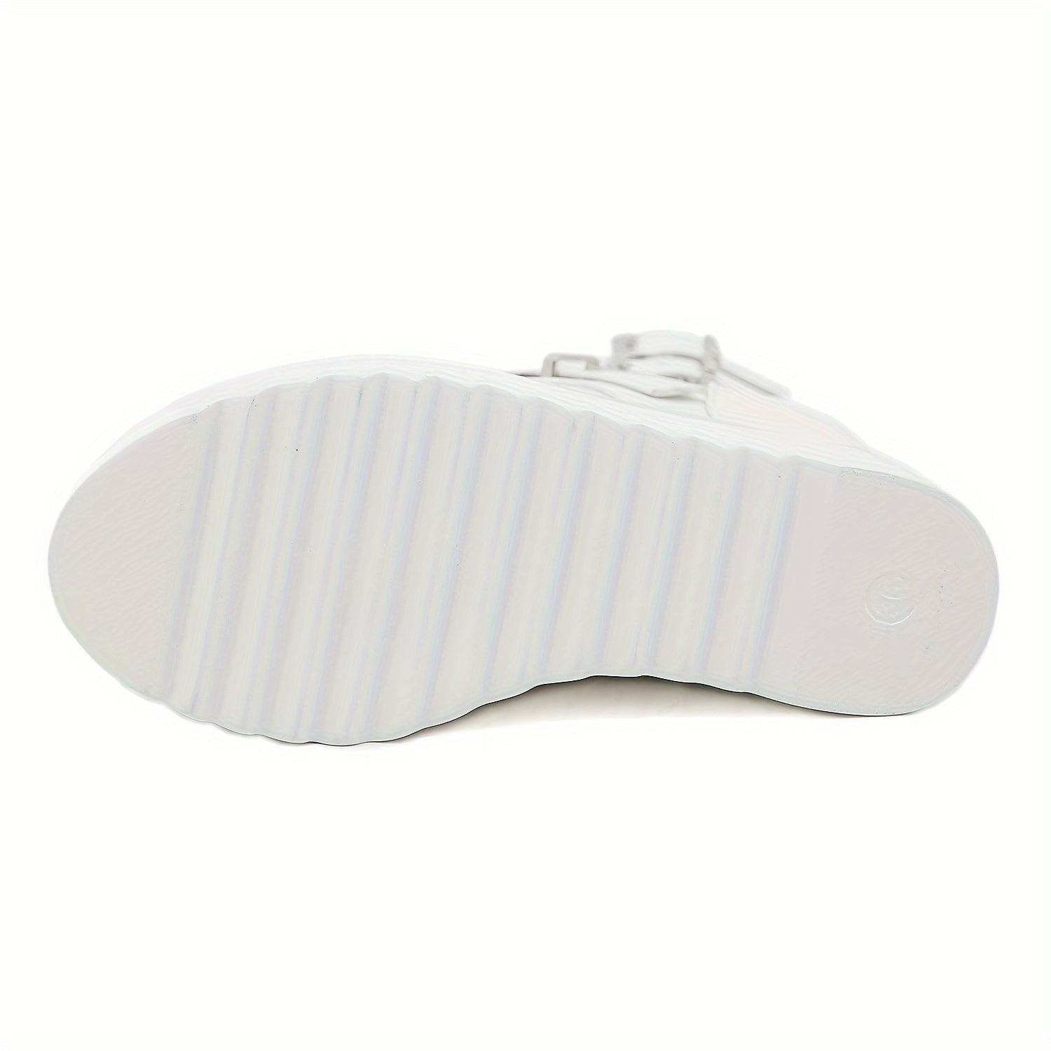 Women's Punk-Inspired Platform Ankle Boots with Buckle Zipper Black White