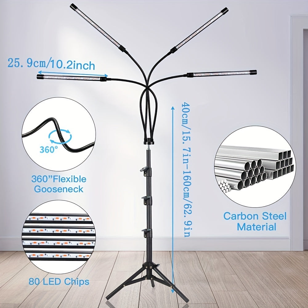 Luz de crecimiento LED de espectro completo USB para plantas de interior, regulable, de montaje en pared