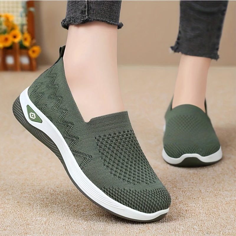 Women's Purple Slip-On Sneakers Breathable Fabric Casual Shoes