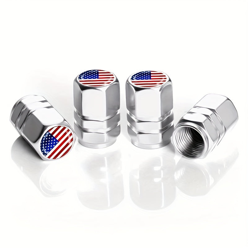 Universal Aluminum Alloy American Flag Tire Valve Cap Dust Cover