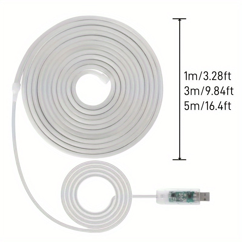 AMill LED Neon Lenta Yoritgichlari - 100.58/298.7/499.87sm, Musiqa Sinxronizatsiyasi, Ilova Bilan Boshqarish, Ichki/Tashqi Dekor uchun Moslashuvchan RGB+IC Yoritish, Bayramlar, USB Bilan Quvvatlanadi