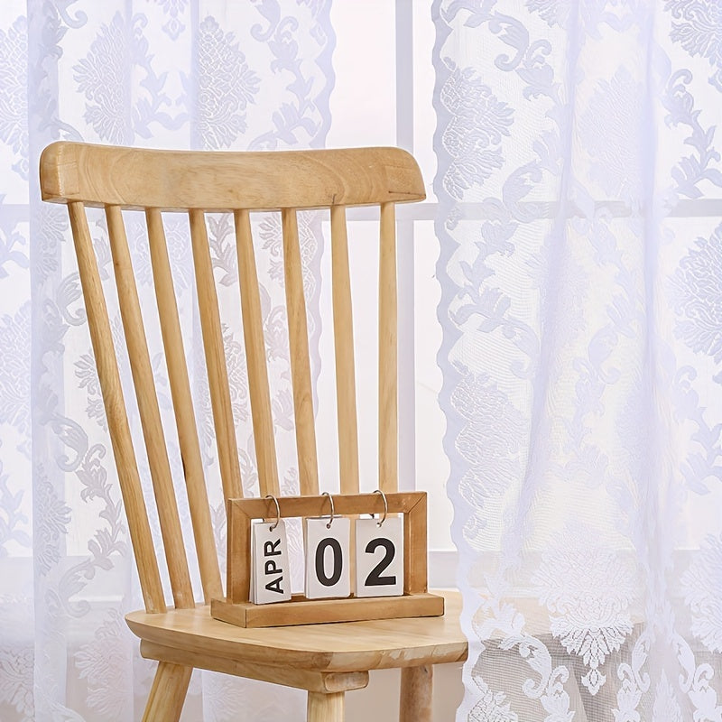 Single Panel Lace Flower Grommet Top Curtains for Living Room Bedroom Office