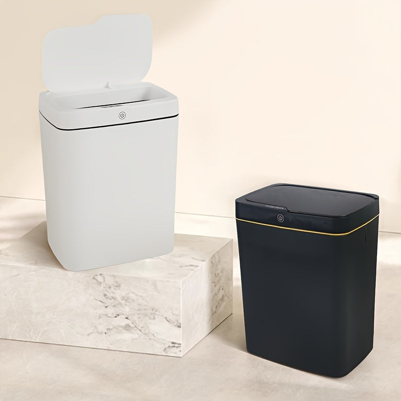 4.75 gallon aqlli axlat qutisi infraqizil sensorli oyoq bosish bilan ochiladi USB bilan quvvatlanadigan oq qora oltin detallari bilan hammom ofis oshxona