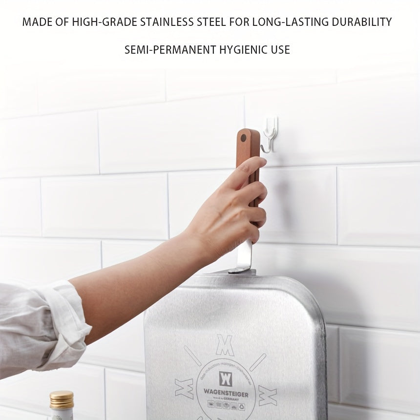 Квадратная сковорода с тройным слоем нержавеющей стали - 29*29 см, с деревянной ручкой, плоским дизайном для жарки стейков и яиц, идеальна для домашнего и уличного использования, высококачественная посуда с равномерным нагревом и долговечностью.