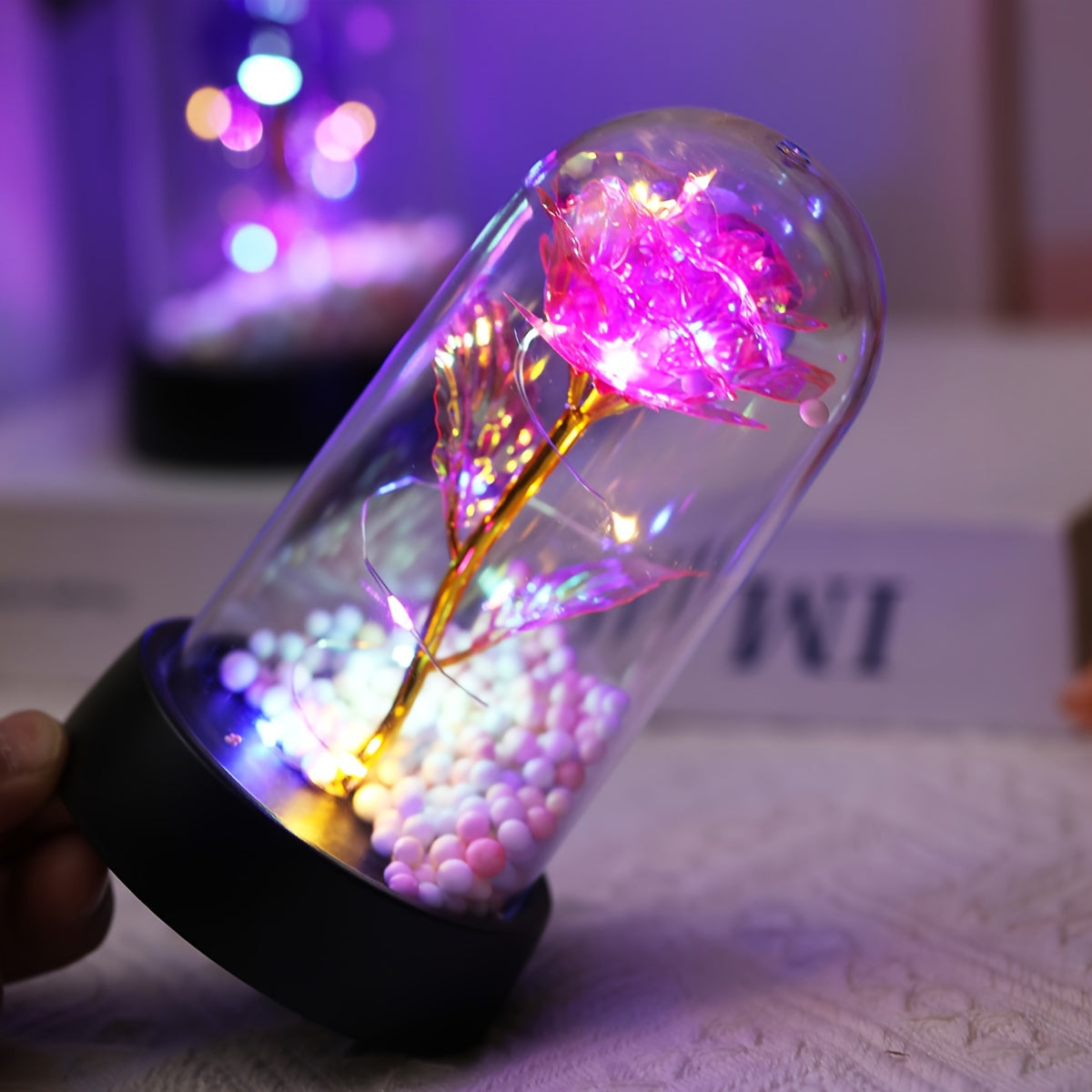 LED Rose Flower Night Light Battery Operated for Bedroom Decor Gifts