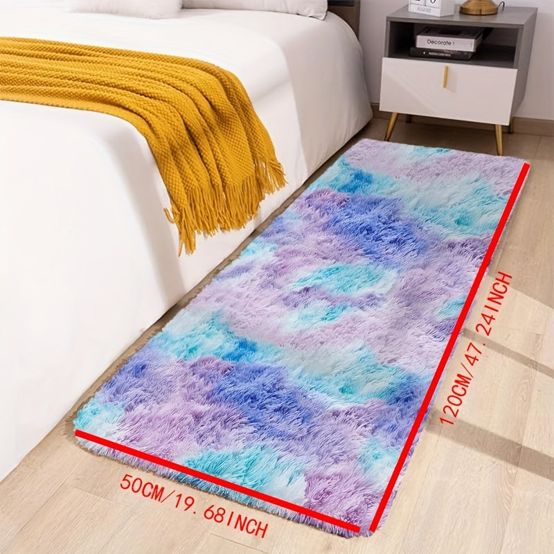 Tie-Dye Area Rug, Fluffy Indoor Carpet, Warm Bedroom and Living Room Floor Mat