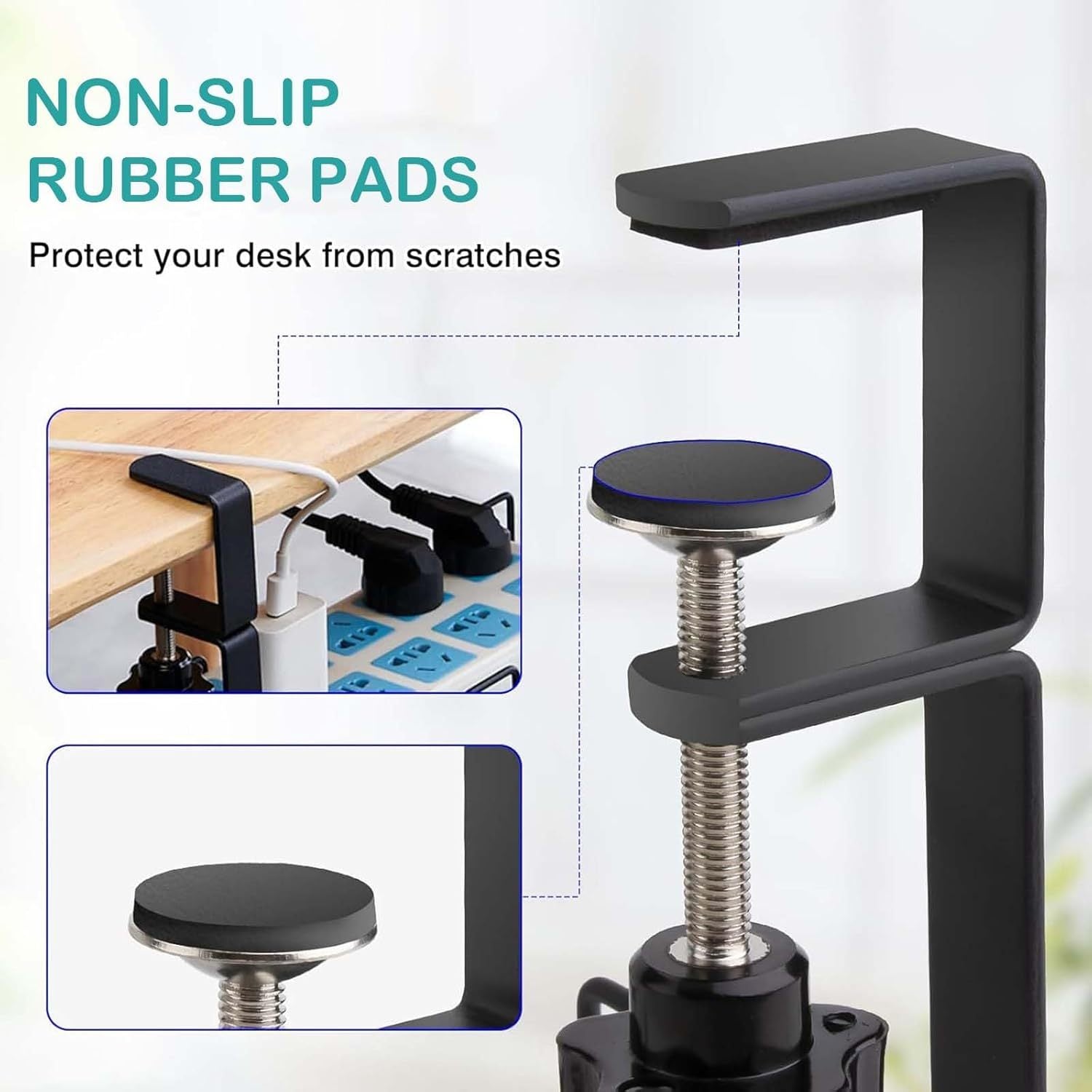 2/3 Cable Management Trays No Drilling Metal Wire Organizer for Desk