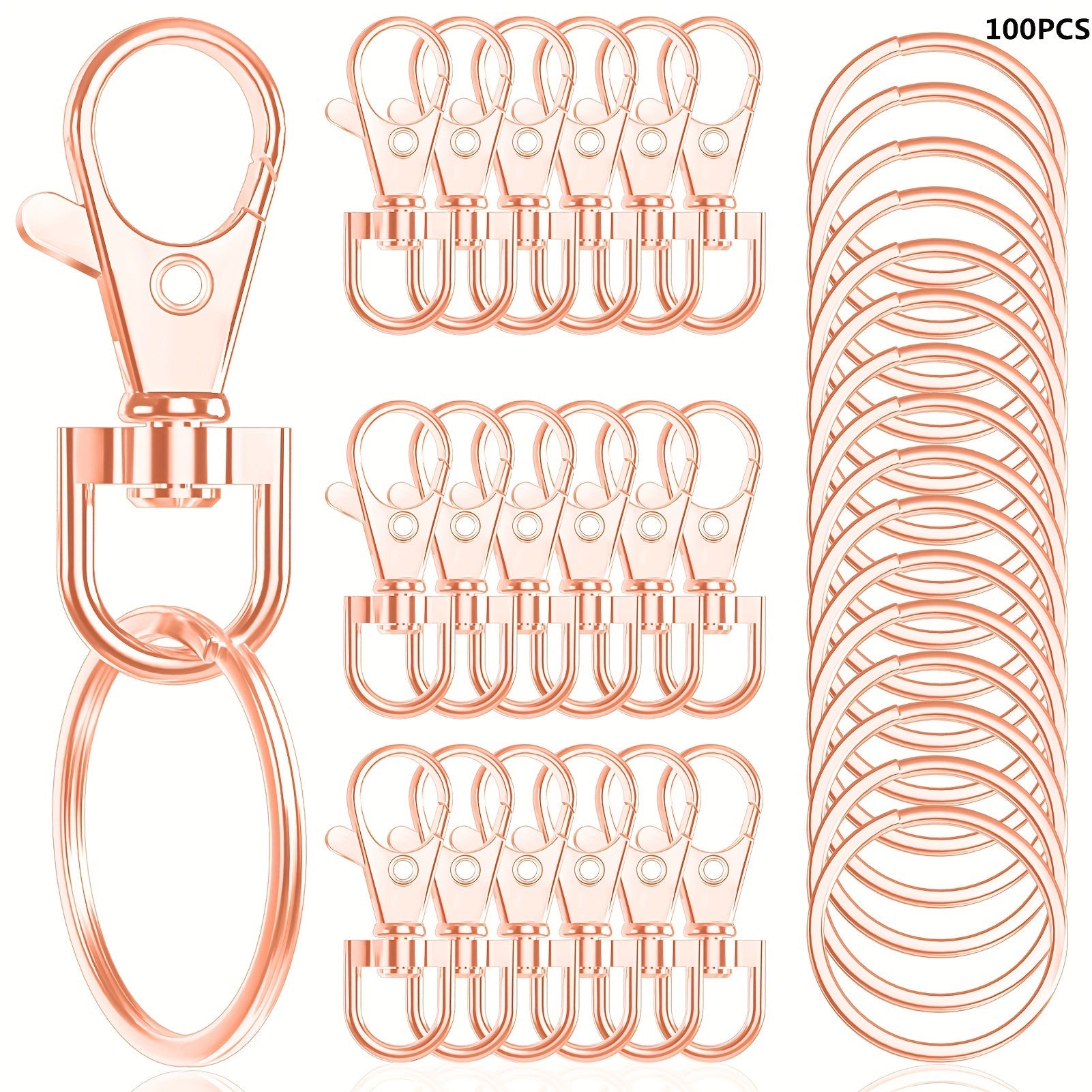 Jewelry Findings 100pcs Rotating Lobster Clasps Keychains and Rings for Crafts