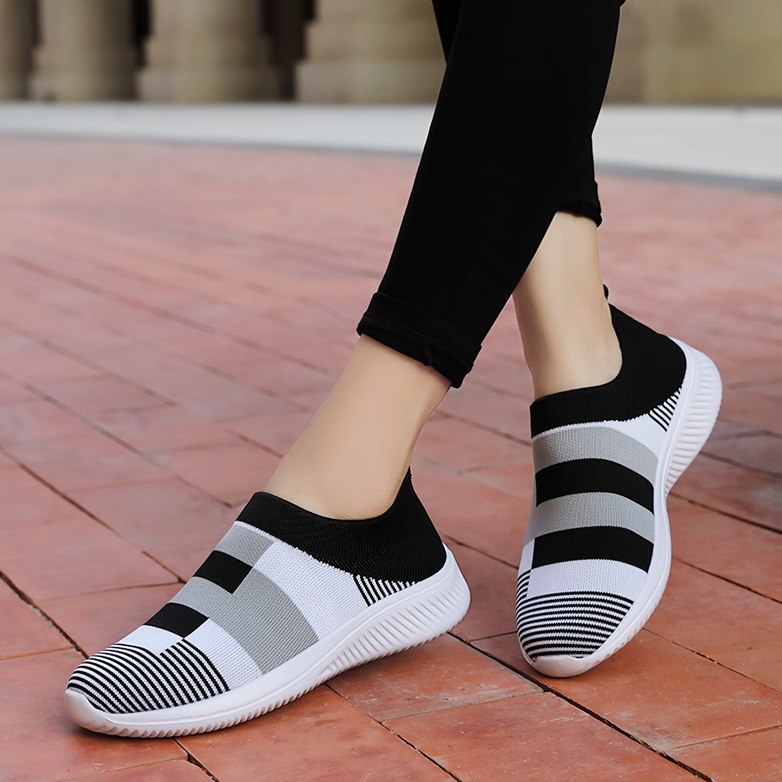 Women's Colorblock Slip-On Sneakers, Breathable Casual Walking Shoes