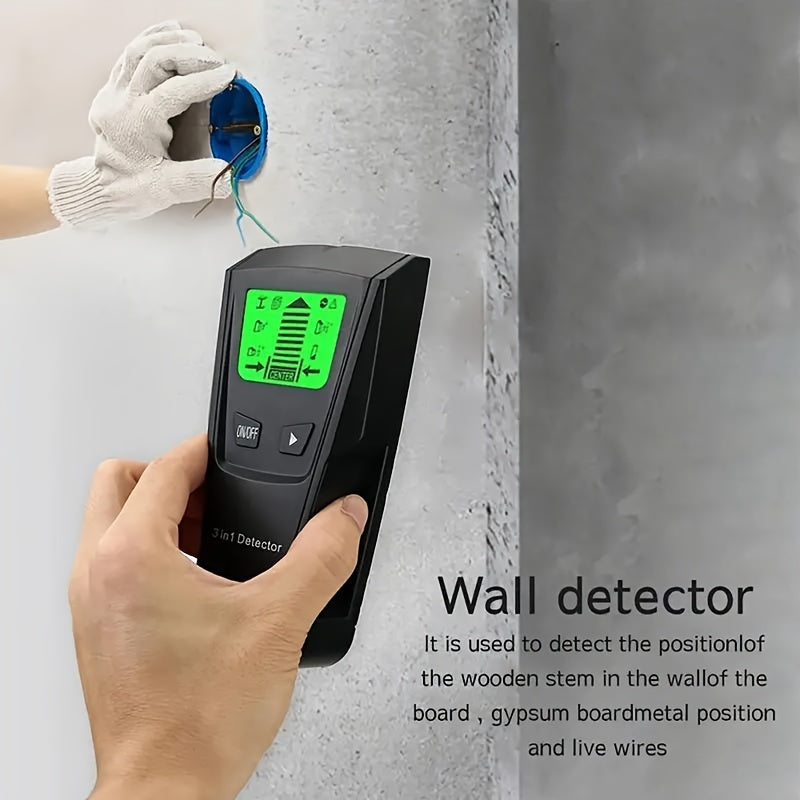 Battery-Powered Stud Finder with LCD Display for Wood Metal and AC Wires