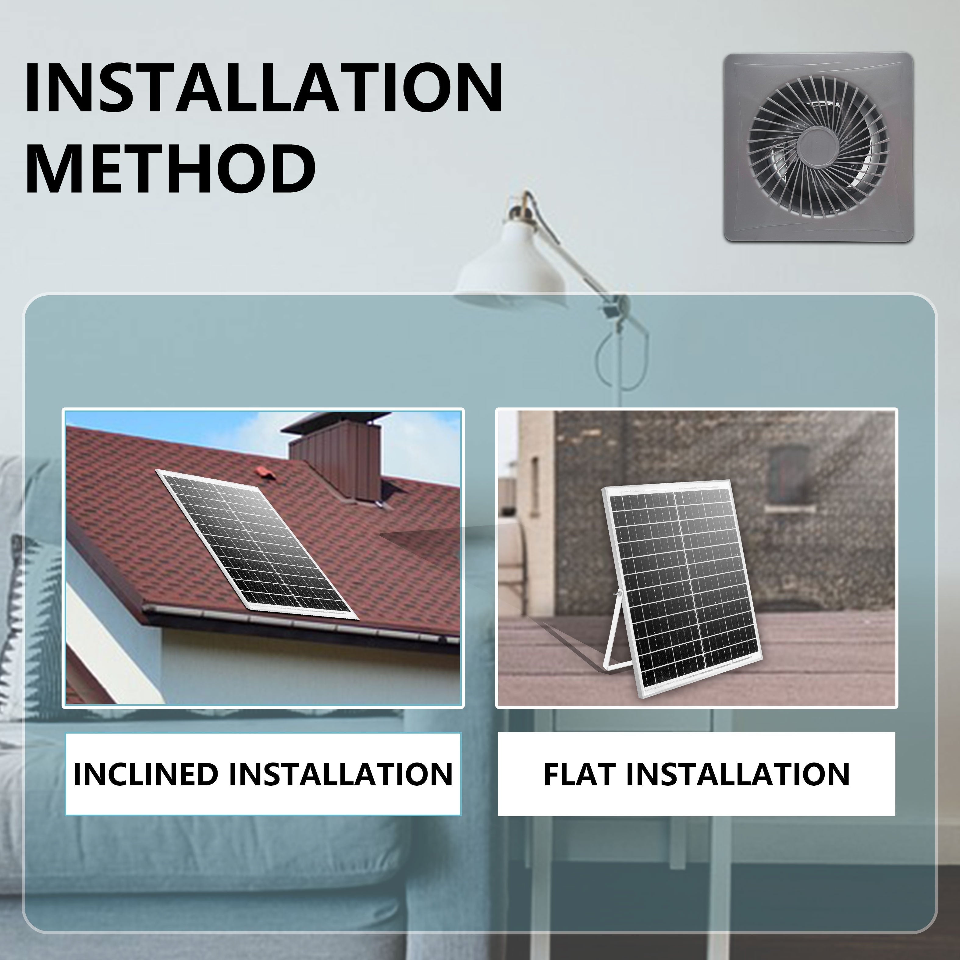 Quyosh energiyali ventilyatsiya fanlari tovuq uyi issiqxona uchun 17W 8W 6W