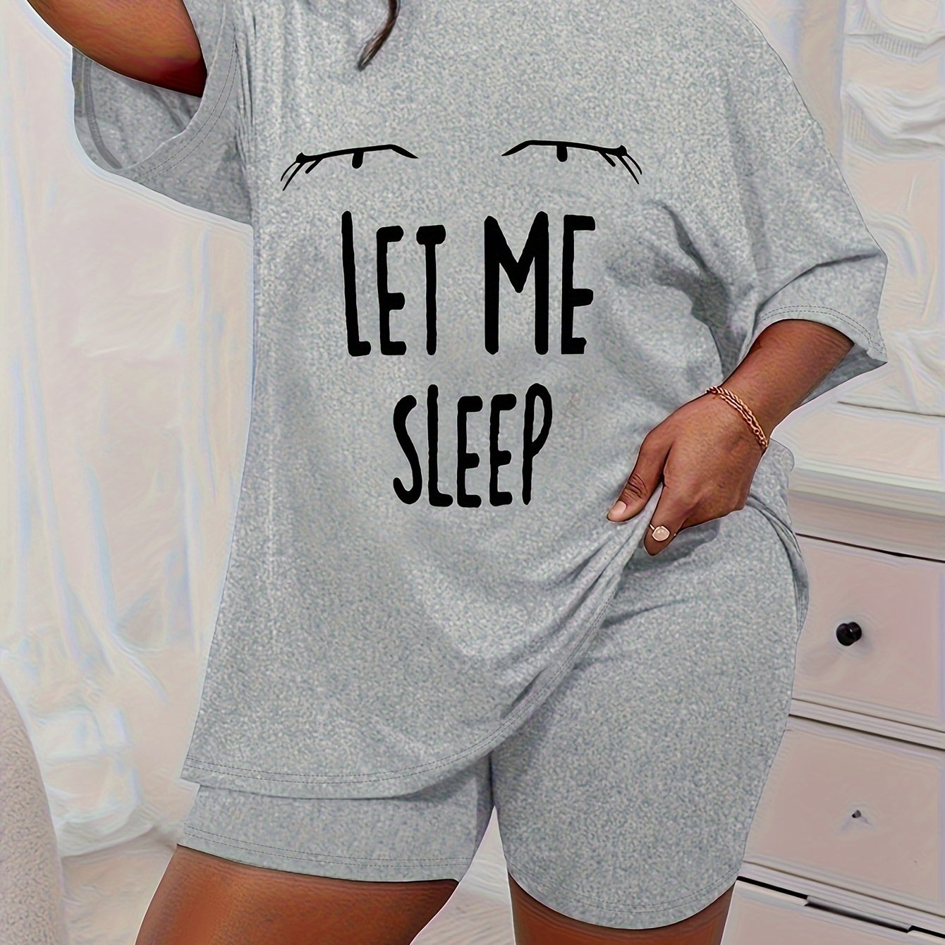 Women Plus Size Leopard Print Sleepwear Set Short Sleeve T-Shirt Shorts