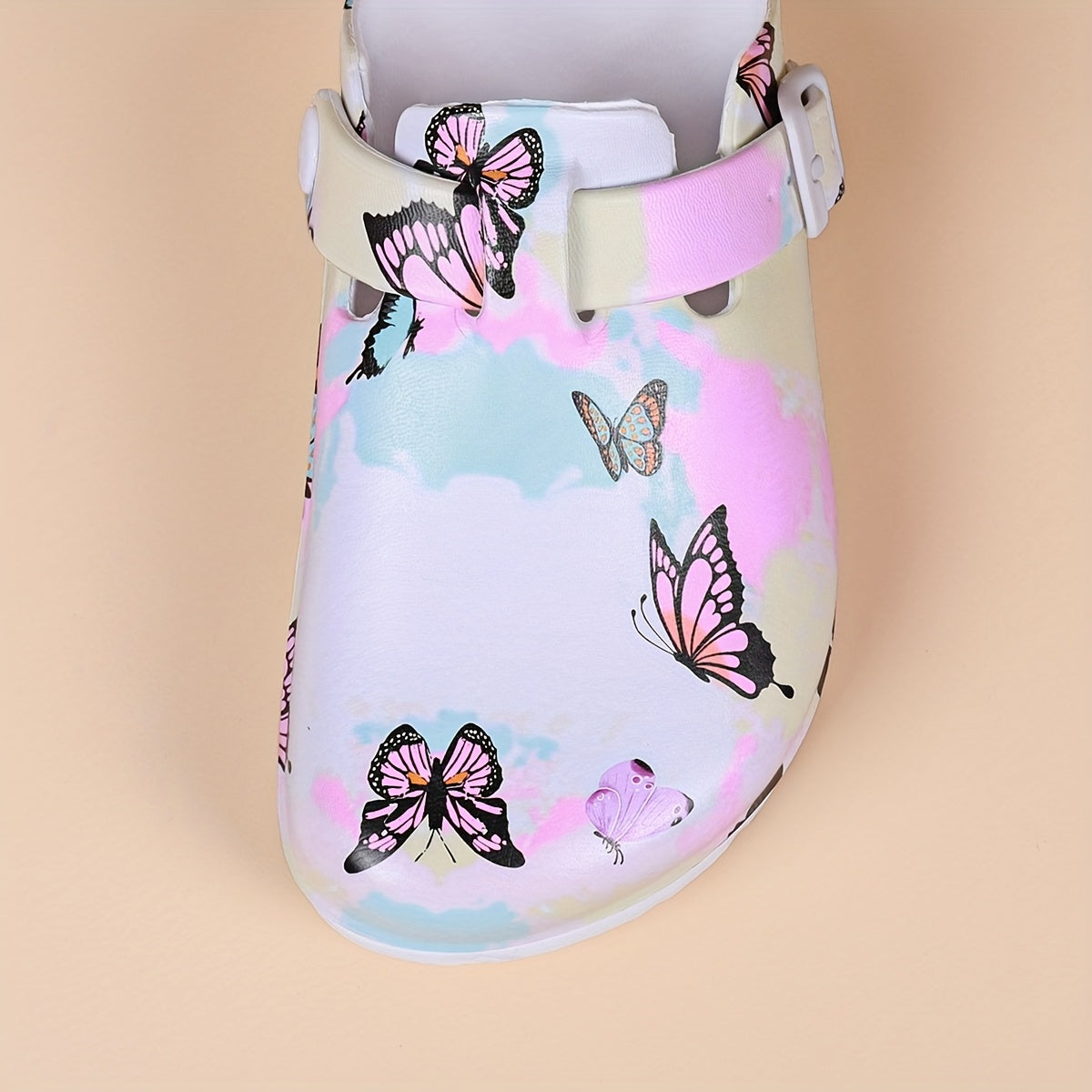 Women's Butterfly Print Adjustable Clogs EVA Lightweight Slip-On Shoes