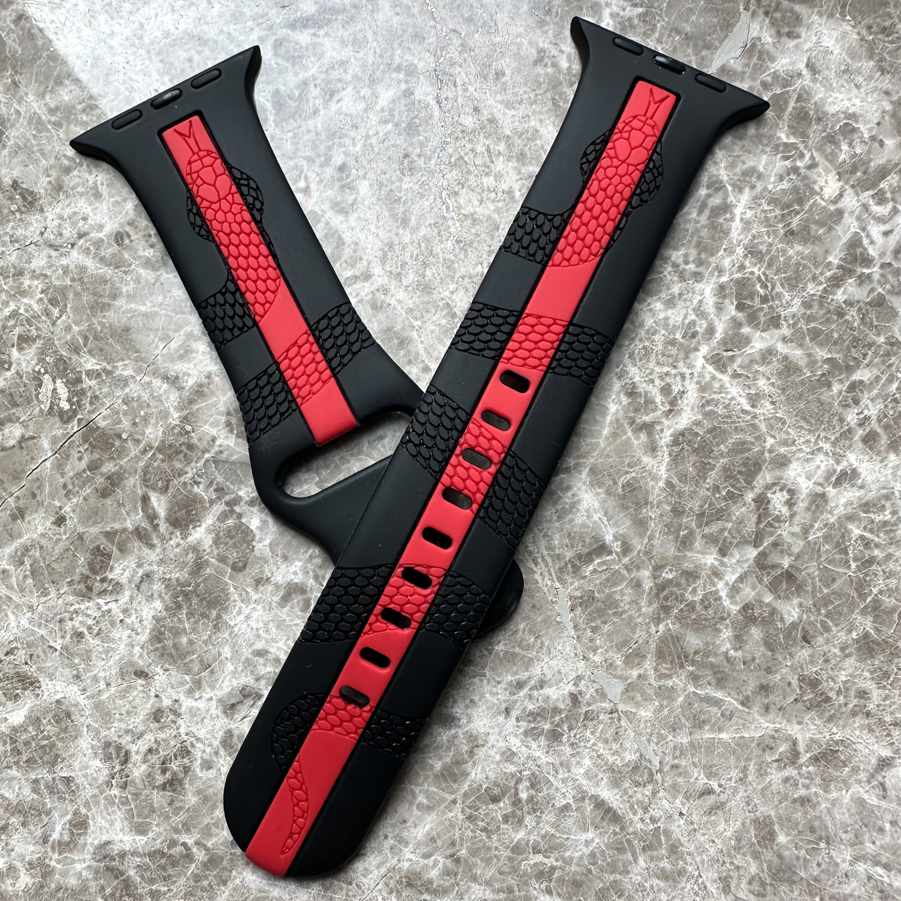 Engraved Snake Silicone Watch Band for Apple Watch All Series Durable Comfortable Strap