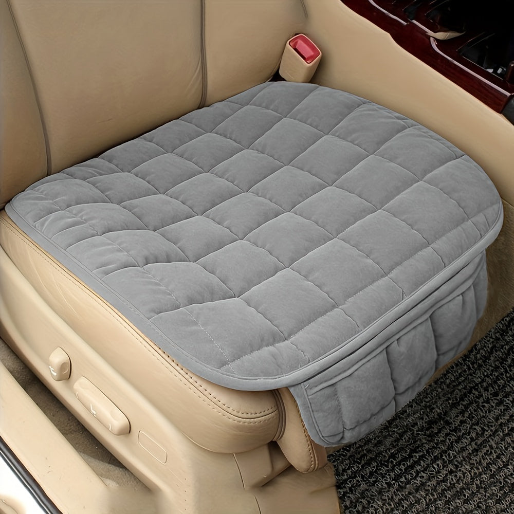 Gray Quilted Memory Foam Car Seat Cushion All-Season Non-Slip Portable