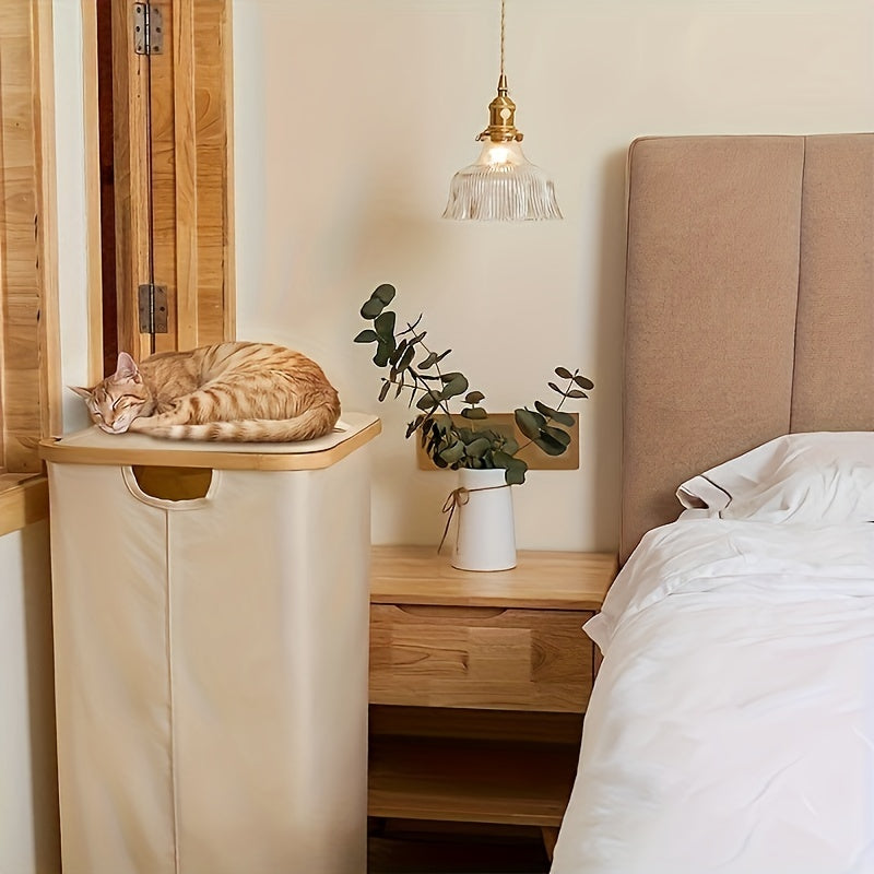 Foldable 100L Laundry Basket with Lid and Liner Grey Black for Bedroom Bathroom Dorm