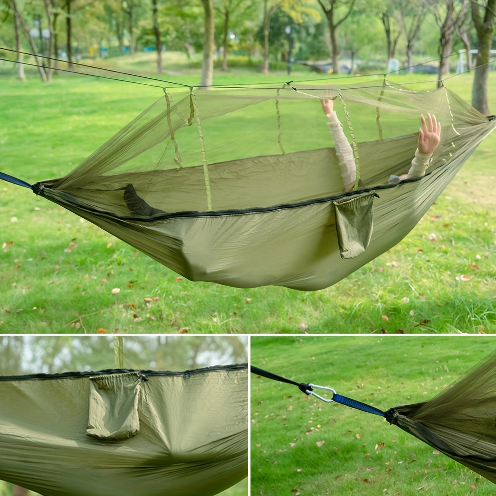 2-Person Camping Hammock with Mosquito Net Durable Nylon 272KG Capacity Outdoor Swing Rope