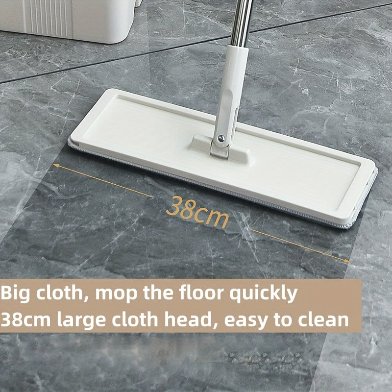 Uy uchun mop va kova to'plami, tekis mop bilan, plitka, marmar, yog'och pol uchun