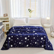 Fleece Bed Blanket with Meteor Pattern for Sofa Couch Travel and Camping