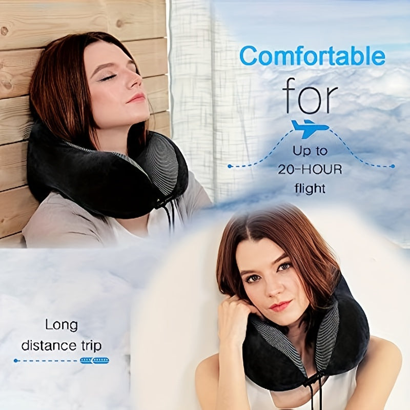 U-Shaped Memory Foam Neck Pillow for Travel Support Airplane Cervical Comfort