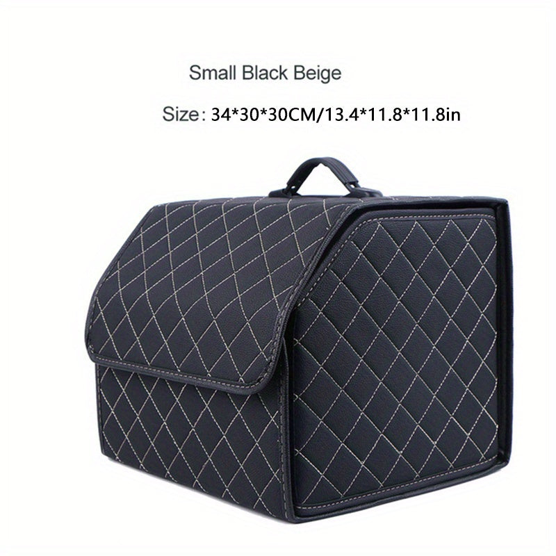 Organizador de maletero de coche plegable de cuero PU para almacenamiento de juguetes y comida