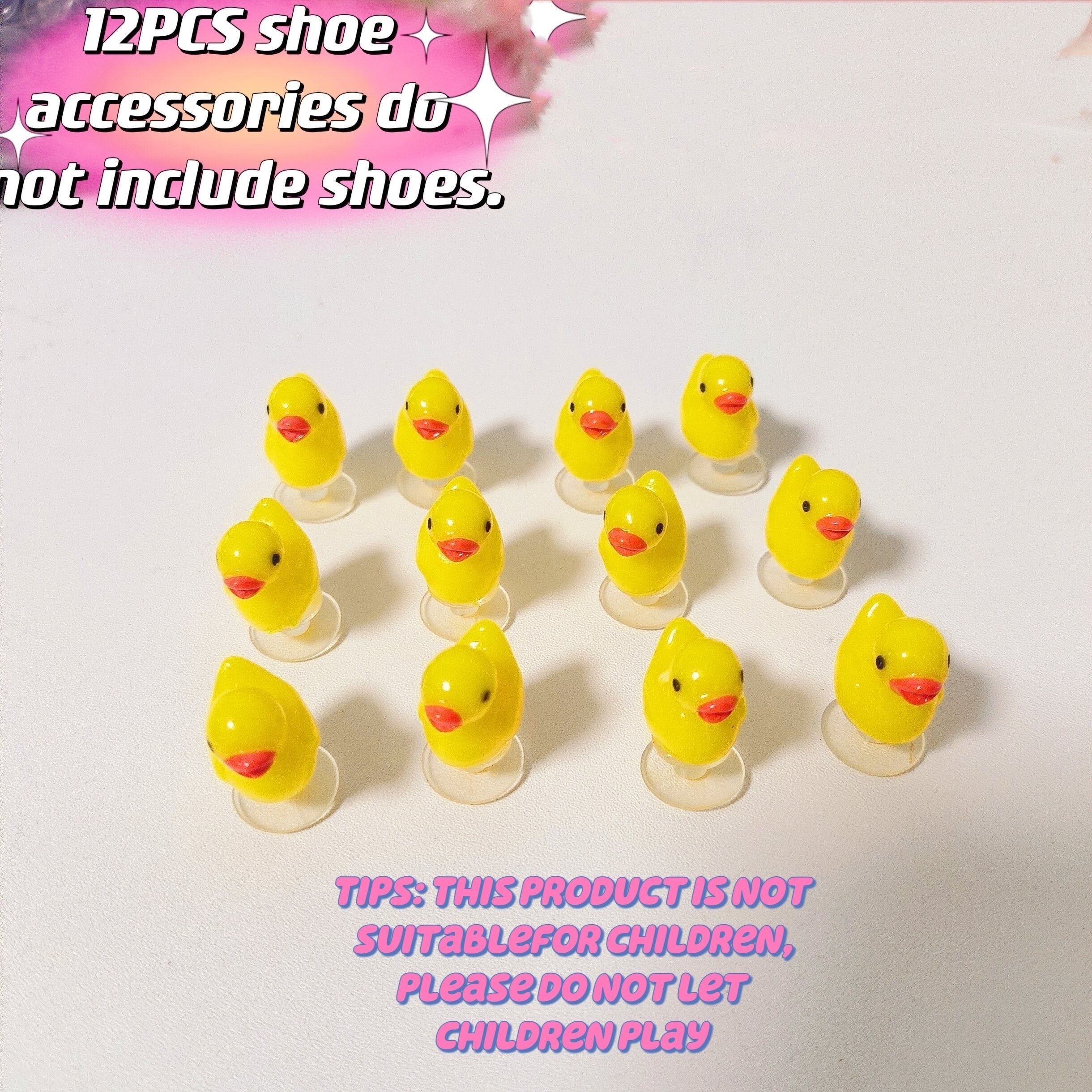 12/26pcs Cute 3D Animal Yellow Duck Shoe Charms Garden Shoe Decorations