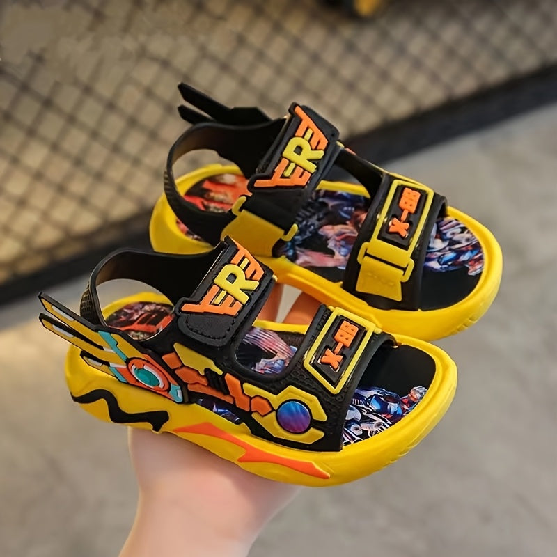 Boys' 2024 Breathable Anime Design Sandals with Microfiber Insole and PVC Upper