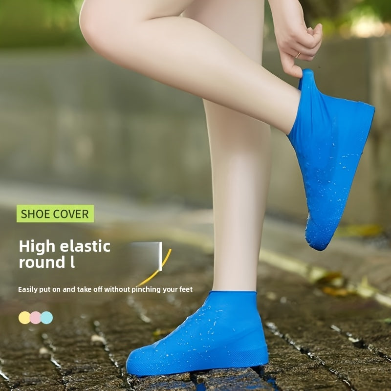Unisex Waterproof Latex Rain Boots Shoe Covers Reusable Durable Multiple Colors