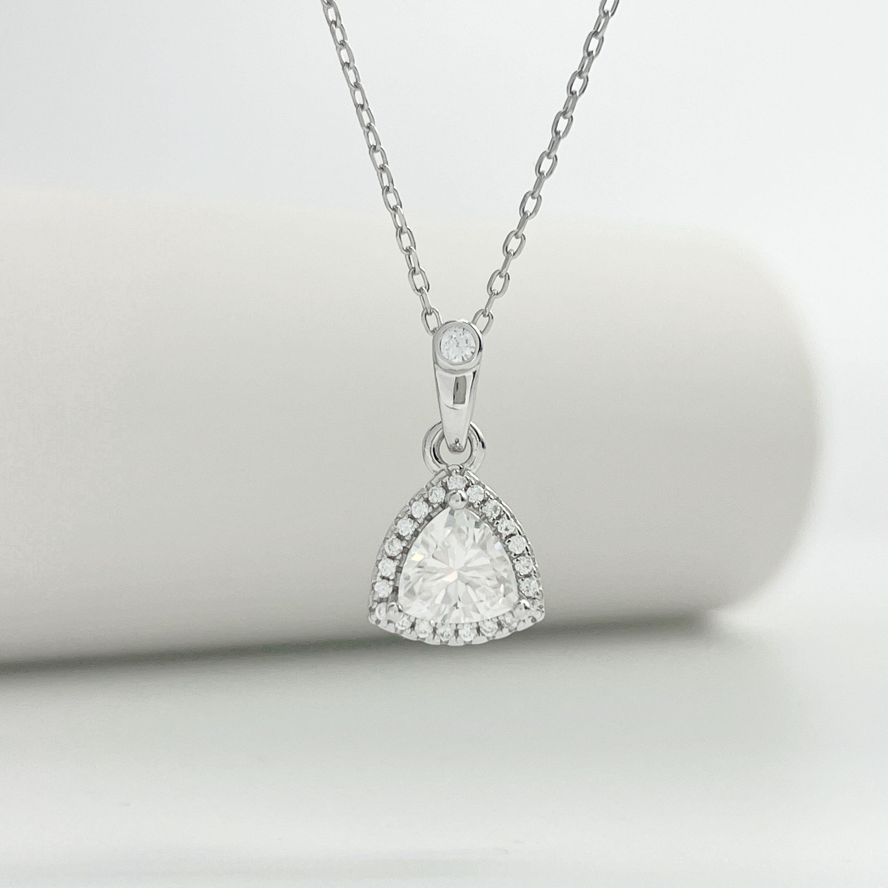 S925 Silver Moissanite Jewelry Set Necklace and Earrings 1.0CT and 0.5CT Gift