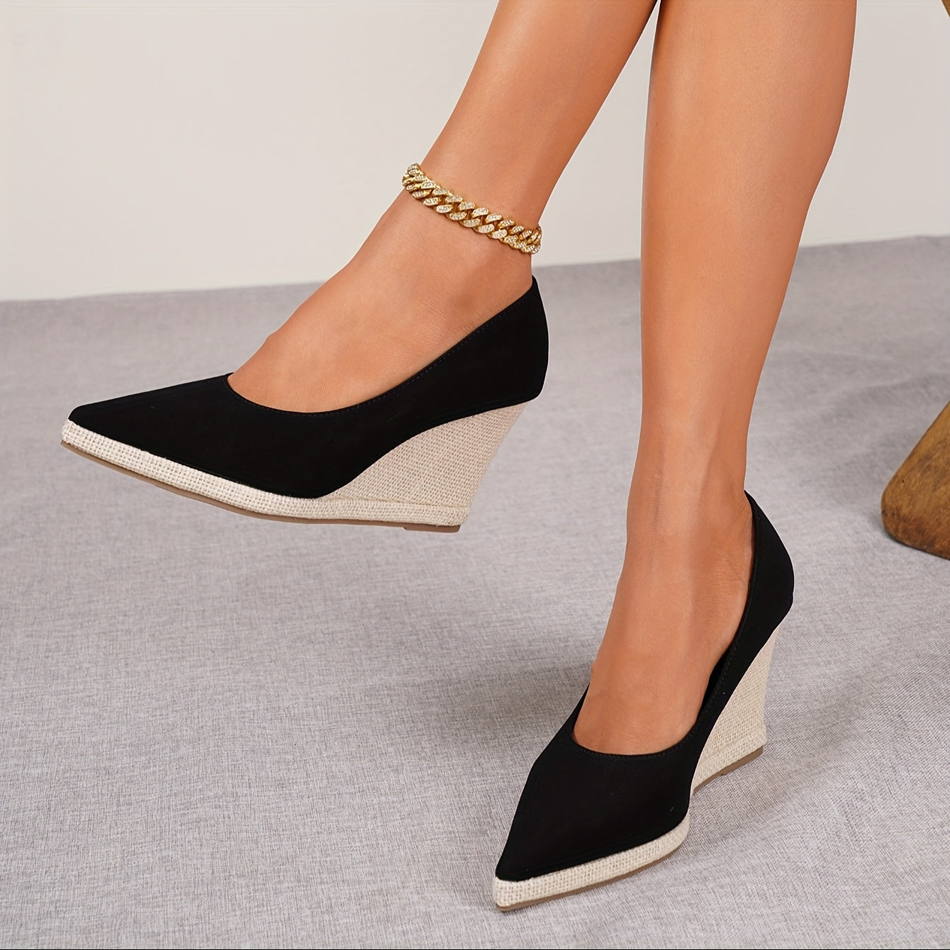 Women's Wedge Heel Shoes Thick Sole Slip-On Spring Autumn Footwear