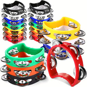 Plastic Hand Tambourine with 4 Bells for Kids and Adults Musical Percussion Instrument for Parties and Celebrations