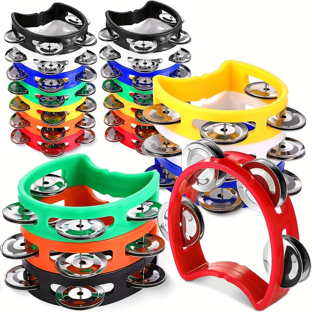 Plastic Hand Tambourine with 4 Bells for Kids and Adults Musical Percussion Instrument for Parties and Celebrations