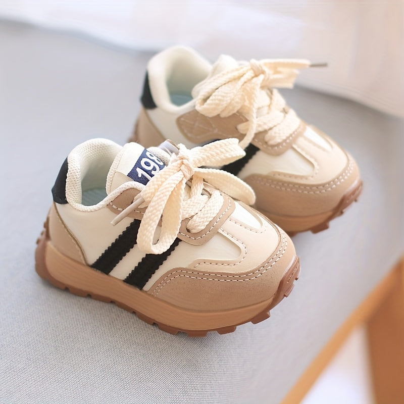 Kids' Striped Slip-On Sneakers for Toddlers Boys Girls Spring Fall Lightweight PU PVC