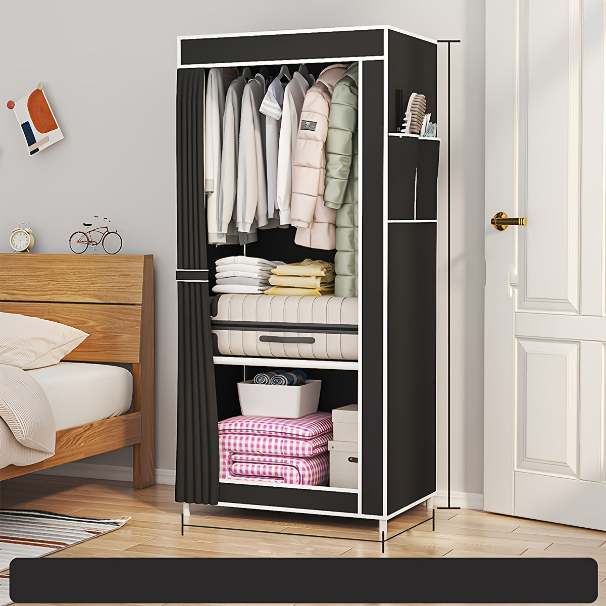Metal Wardrobe Closet with 3.2 Cu Ft Capacity, Space-Saving, Easy Assembly