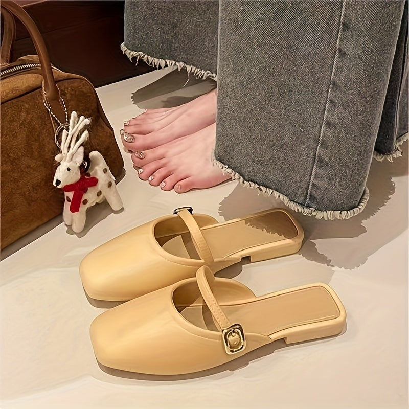 Women's Slip-On Sandals T-Strap Casual Shoes for Spring Summer