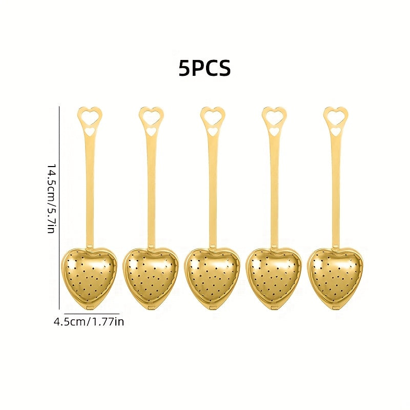 Golden Heart-Shaped Stainless Steel Tea Infuser for Loose Tea Coffee and Spices