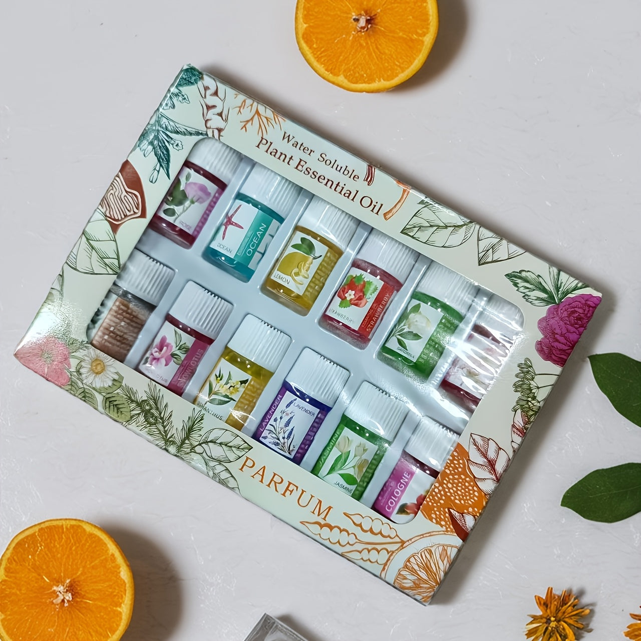 Set de 12 aceites esenciales solubles en agua para aromaterapia, fragancia relajante, ambientador de aire interior